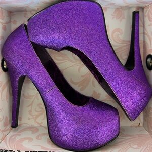 Bordello Purple Glitter Heels